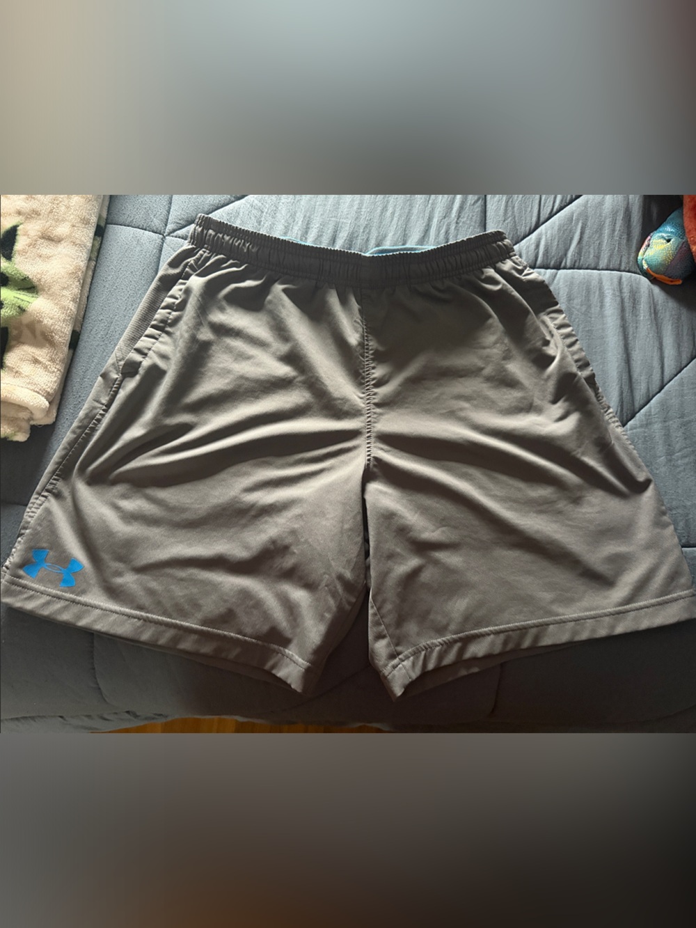 Under Armour Gray Shorts with Bright Blue Logo